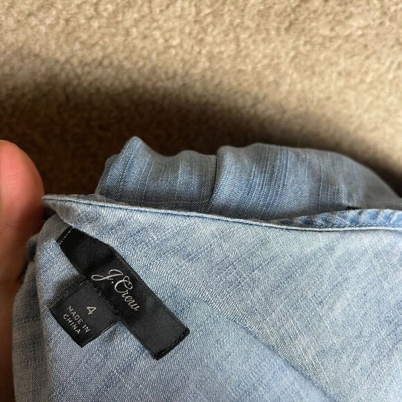 J.‎ Crew Wrap Jumpsuit Women's 4 Blue Denim Chambray Tie Waist Sleeveless V Neck - Picture 10 of 12